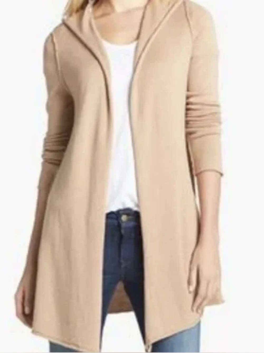 NWT Current Affair Light Brown Open Hooded Knit Cardigan